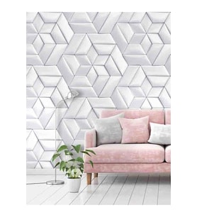 
Dreamwall 3D Geometrik Şekil Desenli Silinebilir Tekstil Duvar Kağıdı (Beyaz)