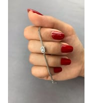 Oval Baget Taşlı Gümüş Kadın Bileklik