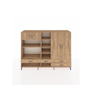 Hyperion Dolap 12 Raflı 4 Çekmeceli 4 Kapaklı 220x44x163 Çam-Çam