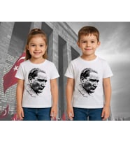 Unisex Ay Yıldızlı T-Shirt 19 Mayıs 29 Ekim 23 Nisan 10 Kasım Atatürk Çocuk Tişört (Beyaz)