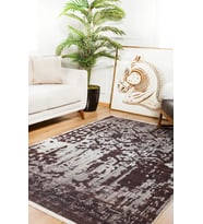 Kahverengi Eskitme Soyut Modern Kaymaz Taban Makinede Yıkanabilir Salon Halısı Dijital Baskı