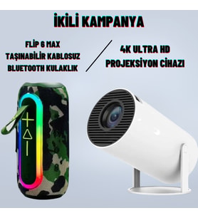 flip6 max taşınabilir kablosuz bluetooth hoparlör+4k ultra hd projeksiyon cihazı