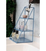 3 Katlı Mavi Piramit Metal Organizer, Çok Amaçlı Aksesuar Rafı