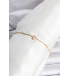 Pirinç Gold Renk Pembe Damla Model Su Yolu Kadın Bileklik
