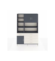 Arges Dolap 9 Raflı 5 Çekmeceli 3 Kapaklı 132x30x195 Antrasit-Antrasit/Aytaşı