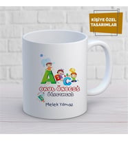 Kişiye Özel İsim Yazılabilir Okul Öncesi Öğretmeni Kupa Bardak
