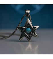 voyageaccessory Denge, Koruma ve Elementlerin uyumu Turkuaz Doğal Taşlı Pentagram Yıldız Kolye
