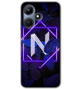 İnfinix Hot 30i Kılıf HD Desen Baskılı Kılıf - Dark Neon Yaprak N Harfi