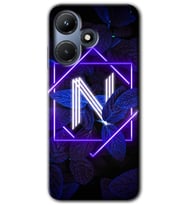 İnfinix Hot 30i Kılıf HD Desen Baskılı Kılıf - Dark Neon Yaprak N Harfi