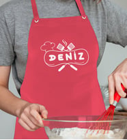 BK Gift Kişiye Özel İsimli Chef Tasarımlı Profesyonel Kırmızı Mutfak Önlüğü, Aşçı Önlüğü, Şef Önlüğü, Arkadaşa Hediye-10