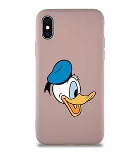 Apple iPhone XS Soft Premier Kapak Donald Duck-F Tasarımlı Silikon Kılıf - Pudra (Şeffaf)
