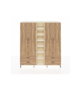Kronos Dolap 12 Raflı 4 Çekmeceli 2 Askılı 220x59x243 Aytaşı-Çam/Çam