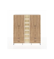 Kronos Dolap 12 Raflı 4 Çekmeceli 2 Askılı 220x59x243 Aytaşı-Çam/Çam