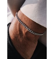 Gurmet Paslanmaz Çelik Erkek Kadın Bileklik Zincir Sevgiliye Hediye H081B-2 (Metal)