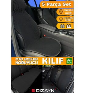 S-Dizayn Oto Koltuk Koruyucu Kılıf Set Siyah Universal 2+3 Parça Ön Arka