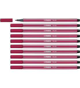 Stabilo Keçe Uçlu Boya Kalemi 1 mm Koyu Kırmızı Keçeli Boya Kalemi (10 Lu Paket) (Karışık)