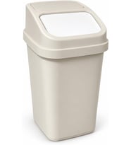 L Sallanır Kapaklı Plastik Çöp Kovası, Krem,