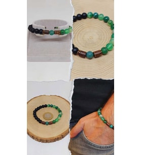 Yeşil Akik & Oniks Taşı 8mm Unisex Tasarım Bileklik Hawaii Model (7888)