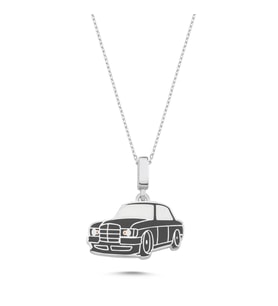 Siyah Mercedes Kolye RZ84 (Gümüş)