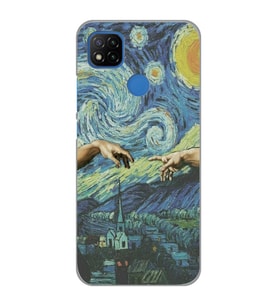Redmi 9C / Redmi 10A Uyumlu Sanatsal Vintage Desenli Şeffaf Telefon Kılıfı
