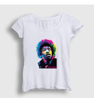 Presmono Kadın Beyaz Colors Jimi Hendrix T-Shirt 302253tt
