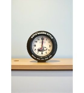 Araba Tekerleği Tasarımlı Alarm Özellikli Masa Saati – 14x14x4 cm (Siyah)