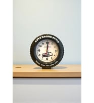 Araba Tekerleği Tasarımlı Alarm Özellikli Masa Saati – 14x14x4 cm (Siyah)