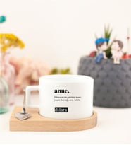 Kişiye Özel Anneler Günü Ahşap Altlıklı Fincan