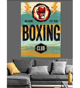 Boks Kulübü Retro Poster Dekoratif Kanvas - Mdf Ahşap Tablo