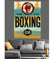 Boks Kulübü Retro Poster Dekoratif Kanvas - Mdf Ahşap Tablo