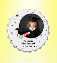 Mezuniyet Resimli İsimli Yıldız Kapak Magnet Açacak Kişiye Özel