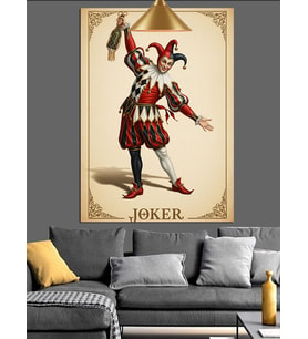 Joker Palyaço Kart Komik Dekoratif Kanvas - Mdf Ahşap Tablo