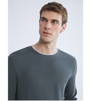 LCWAIKIKI Classic Yeşil Bisiklet Yaka Baskılı Erkek Sweatshirt