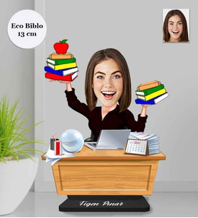 Kişiye Özel Öğretmen Kadın Ahşap Eco Biblo -11