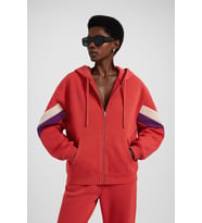 Kadın Fermuarlı Kapüşonlu Cepli Mercan Polar Sweatshirt