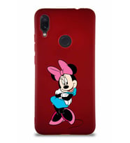 Xiaomi Redmi Note 7 Soft Premier Kapak Minnie Mouse-D Tasarımlı Silikon Kılıf - Mürdüm (Şeffaf)