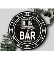 BK Gift Barlara Özel Dekoratif Siyah Ahşap Duvar Saati 35cm-16 , Bar Duvar Saati , Cafe Duvar Saati , Özel Ahşap Saat