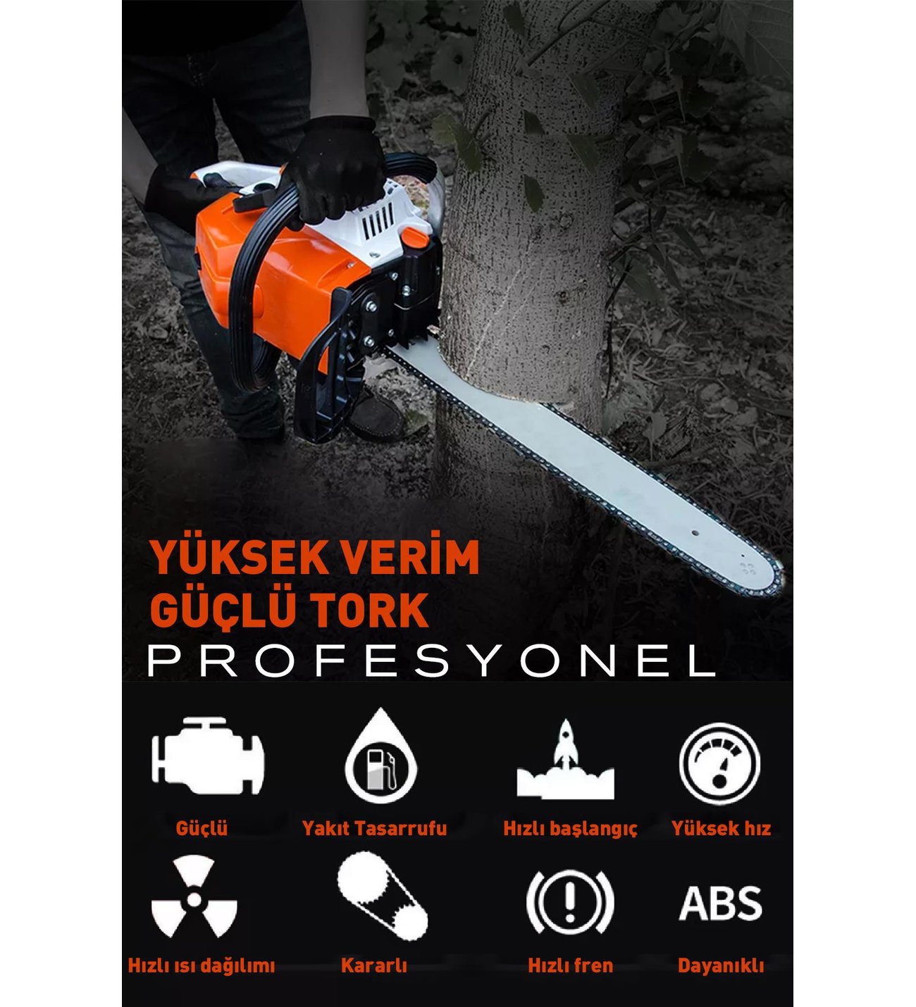 ASSUR PLUS Ekstra Güçlü 52cc 2.9 Hp 8000 Rpm Benzinli Ağaç Odun