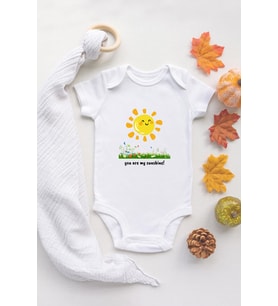 You Are My Sunshine Güneş Organik Baskılı Bebek Body %100 Pamuklu Ekru Bebek Badi Zıbın