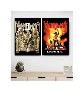 Manowar Ahşap Tablo Seti Kings Of Metal Battle Hymns