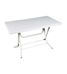 Omnipazar SY-2577 Beyaz Dikdörtgen Plastik Katlanır Masa 70x120cm
