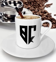 BK Gift Kişiye Özel Monogram Harfli Türk Kahvesi Fincanı, Monogram Logo Harf, Monogram, Baş Harfli, Ev ve Ofis Hediyesi-2 (Beyaz)