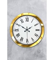 36 cm Gold Metal Roma Rakamlı Duvar Saati (Standart)