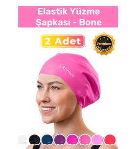 Premium Su Geçirmez Silikon Yüzücü Havuz Ve Deniz Bonesi Elastik Yüzme Şapkası 2'li Set
