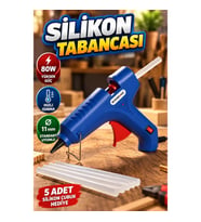 80 W Sıcak Silikon Tabancası 11 mm Uyumlu – 5 Adet Silikon Çubuklu