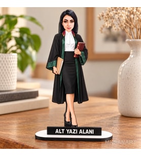 Kişiye Özel Avukat Karikatürlü 18 cm MDF Masaüstü Biblo - Avukat Hediyesi Avukata ve Hukukçuya Hediye