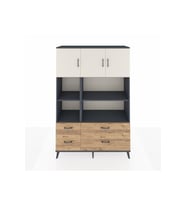 Hyperion Dolap 8 Raflı 4 Çekmeceli 3 Kapaklı 132x44x195 Antrasit-Aytaşı/Çam