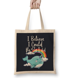 I Believe I Could So I Did Narwhal Pixel Art Bez Çanta Uzun Saplı