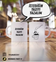 Kişiye Özel Tasarım Kupa – Yazını Sen Seç!  Yıkanabilir & Korunaklı Paket 300ml (Sıcak Beyaz)
