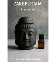 Mat Siyah Buda Buhurdanlık (Seçeneğiniz 10 Ml Esans Hediye)